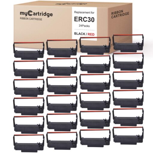 myCartridge 24 Pack ERC30 ERC-30 ERC 30 34 38 B/R Compatible with Ribbon Cartridge Used with Epson ERC30/ERC34/ERC38,TM-U220,Bixolon GRC-220BR,M188B,BTP-M300 Printer (Black and Red) Erc30-24p