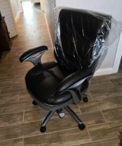 Serta Executive Office Smart Layers Technology Leather and Mesh Ergonomic Computer Chair with Contoured Lumbar and ComfortCoils, Black & White 51 71A1CzoAN0L