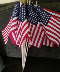 GIFTEXPRESS 12-Pack, Proudly MADE IN U.S.A. 8x12 Inch Spearhead Handheld American Stick Flags/Grave marker American Flags/USA Stick Flag (12) 32 71A1bKCQHEL