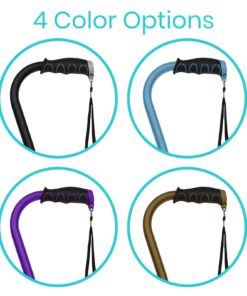 Vive Quad Cane - Walking Stick for Men and Women - Lightweight Adjustable Staff - Comfortable Right and Left Hand Grip for Stability Support - Four Prong Sturdy Aluminum Travel Aid - 4 Tip Blue 18 71A2CDwbu6L