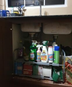 DecoBros Under Sink 2 Tier Expandable Shelf Organizer, Silver 34 71A2Y5arVBL