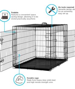 Dog Crates for Extra Large Dogs - XXL Dog Crate 48" Pet Cage Double-Door Best for Big Pets - Wire Metal Kennel Cage & Tray - in-Door Foldable & Portable for Animal Out-Door Travel 48.0"L x 29.0"W x 32.0"H 21 71A4nROoyiL 2