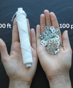 Cozyours Braided Candle Wick Spool 100ft, Metal Sustainer Tabs 100 pcs 100 ft spool 19 71A7A3KsY7L