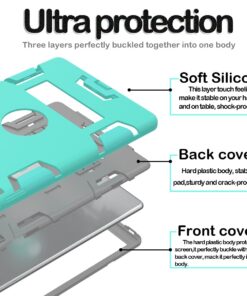 iPad Air 2 Case, iPad Pro 9.7 Case, Shock Absorption High Impact Resistant Hybrid Protective Case Cover with Kickstand for iPad Air 2 and iPad Pro 9.7" 2016 Mint Green/ Gray 16 71A7fdkt60L