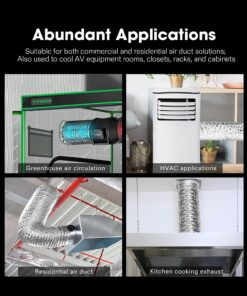 VIVOSUN 2-Pack 6 Inch 8 Feet Non-Insulated Flex Air Aluminum Ducting Dryer Vent Hose for HVAC Ventilation, 4 Clamps Included 6" x 8FT 31 71A89D42POL