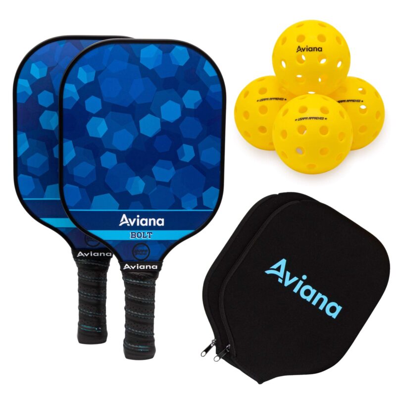 Catalog 1 Pro Aviana Pickleball Paddle Set of 2 Durable Graphite Surface USAPA Approved Honeycomb Core Paddles with 4 Outdoor Balls