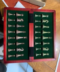 Agirlgle Retro Metal Chess Set with Folding Wooden Chess Board and Classic Handmade Standard Pieces Metal Chess Set for Kids Adult 47 71A9kTB3NL