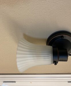 Design House 505115 Village 1-Light Indoor Dimmable Wall Sconce Frosted Flute Glass with Twist On/Off Switch for Bathroom Bedroom Hallway, 8.25" H x 5.1" W, Oil-Rubbed Bronze 49 71AA7dRkaL