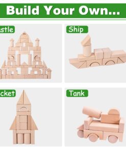 iPlay, iLearn Toddler Wooden Building Block Toys, 72 PCS Kids Natural Wood Stacking Blocks Set Standard Unit, Preschool Kindergarten Montessori Toy, Birthday Gift for Age 2 3 4 5 6 Year Old Boy Girl 26 71AAEFgEL4L