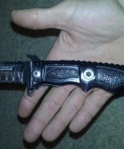 TAC Force TF-711 Series Assisted Opening Folding Knife, Half-Serrated Blade, Black Handle, 5-Inch Closed 19 71AAyXbn2aL