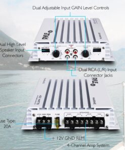 Pyle Hydra Marine Amplifier - Upgraded Elite Series 400 Watt 4 Channel Audio Amplifier - Waterproof, Dual MOSFET Power Supply, GAIN Level Controls, RCA Stereo Input & LED Indicator (PLMRA400) 26 71AB47iH7gL