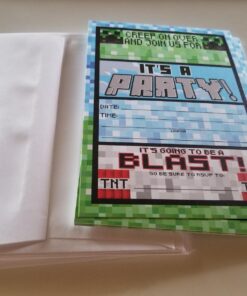 POP parties Pixel Party LARGE Invitations - 12 Invitations + 12 Envelopes - Double Sided - Made in the USA Brights 11 71ABwdqZufL