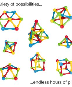 Goobi Juniors 40 Piece Magnetic Building Sticks and Balls Rods Toy Magnet Blocks Montessori Preschool Daycare Construction STEM Educational 3D Stacking Toys for 1 2 3 Year Old Toddlers Kids Boys Girls 11 71AC UP9Q4L