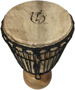 Alternative view of Hand-carved Djembe Drum From Africa - 11"x22" Classical Heartwood Djembe (Rings Carving) Rings Carving