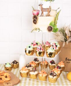 YestBuy 3 Tier Cupcake Stand, Cake Stand, Acrylic Cupcake Tower Stand, Premium Cupcake Holder for 28 Cupcakes, Display for Pastry Wedding Birthday Party (4" Between 2 Layers) 3 Tier Square (4" between 2 layers) Clear 21 71AEm6zJQvL