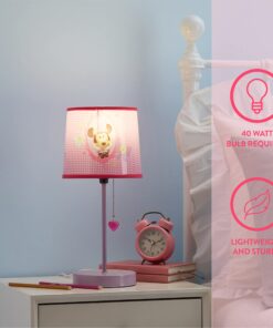 Idea Nuova Disney Minnie Mouse Stick Table Kids Lamp With Pull Chain, Themed Printed Decorative Shade, Pink Minnie Bow-Tique 24 71AI8jRCSCL