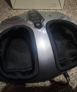 MIKO Foot Massager Machine with Deep-Kneading, Compression, Shiatsu, and Heat for Plantar Fasciitis, Neuropathy, Fits up to Men Size 13 Grey With Button 46 71AKAYRtkUL