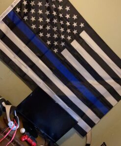 Anley Fly Breeze 3x5 Foot Thin Blue Line USA Flag - Vivid Color and Fade Proof - Canvas Header and Double Stitched - Honoring Law Enforcement Officers Flags Polyester with Brass Grommets 3 X 5 Ft - Polyester 28 71ALeRP1wyL