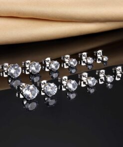 Jstyle Stud Earrings for Women Mens Stainless Steel Earrings, 3-8mm Round Cubic Zirconia Earrings Studs Ear Piercing Jewelry Set Silver Tone 21 71AMMnkQwrL