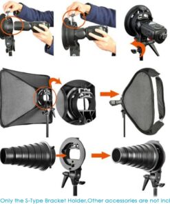 Neewer S-Type Bracket Holder with Bowens Mount for Speedlite Flash Snoot Softbox Beauty dish Reflector Umbrella 35 71ANkA095aL