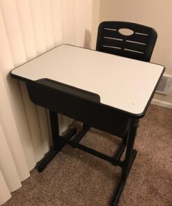 Flash Furniture Billie Open Front Student Desk for Classrooms or Remote Learning, Height Adjustable School Desk with Book Box and Bag Hooks, Black/Gray Set of 1 35 71AO2R nJ1L