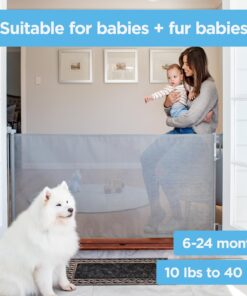 Perma Child Safety Indoor/Outdoor Retractable Baby Gate 33" Tall, Extends to 71" Wide, Gray Gray V1 33" Tall x 71" Wide 30 71AQb0AgjVL