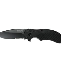 Kershaw Clash Black Serrated Pocketknife, 3" 8Cr13MoV Steel Drop Point Blade, Assisted One-Handed Flipper Opening, Folding Utility EDC 31 71ASJFE xLL