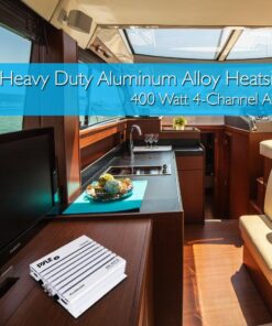 Pyle Hydra Marine Amplifier - Upgraded Elite Series 400 Watt 4 Channel Audio Amplifier - Waterproof, Dual MOSFET Power Supply, GAIN Level Controls, RCA Stereo Input & LED Indicator (PLMRA400) 25 71ATppMeTzL