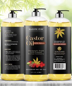 MAJESTIC PURE Castor Oil, 100% Natural Wonder Oil with Numerous Hair, Scalp, Skin and Nails Benefits - Packaging May Vary- 16 fl oz 16 Fl Oz (Pack of 1) 32 71AVADVUz6L