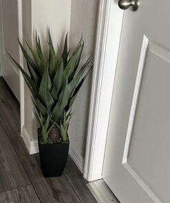 Nearly Natural 30in. Agave Artificial Plant with Black Planter, Green 27 71AW TmvvL