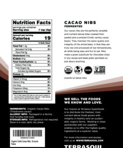 Terrasoul Superfoods Raw Organic Cacao Nibs, 16 Oz, Superfood Crunch for Smoothie Bowls, Nut Butter Spreads, Oatmeal and DIY Chocolate Creations 1 Pound (Pack of 1) 12 71AWhv8AdXL