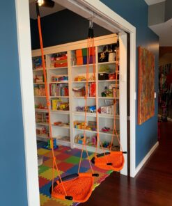 JKsmart Swing Seat for Kids Heavy Duty Rope Play Secure Children Swing Set,Perfect for Indoor,Outdoor,Playground,Home,Tree,with Snap Hooks and Swing Straps,440 lbs Capacity,Orange Orange Swing Seat 24 71AXRoS1A0L