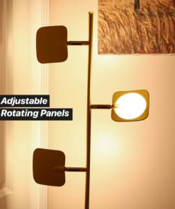 Brightech Tree Floor Lamp for Living Rooms & Offices, Dimmable Standing Lamp for Bedroom Reading, LED Spotlight Floor Lamp, Tall Lamp with Adjustable Panels for Minimal Space Use - Antique Brass 25 71AXUYxc85L