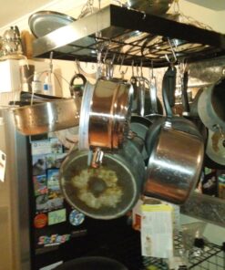 Fox Run Rectangular Hanging Pot Rack with Chains and 6 Hooks, 2 Inch, Black Iron Rectangular With Hooks 40 71AYIkBOgBL