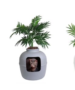 Good Pet Stuff, The Original Hidden Litter Box, Artificial Plants & Enclosed Cat Planter Litter Box, Vented & Odor Filter, Easy to Clean, Mocha Brown , 20" wide x 19 3/4" 31 71AYeHQcJeL