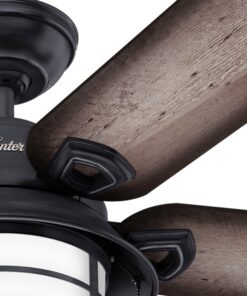 Hunter Fan Company Fan Key Biscayne Indoor/Outdoor Ceiling Fan with 2 LED Lights and Pull Chain Control, Weathered Zinc Finish, 54 Inch 35 71AZ3mSnF9L