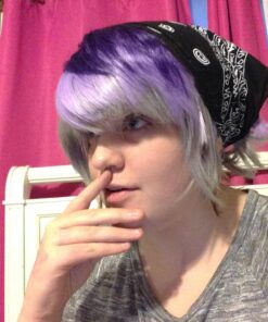 MapofBeauty Mixed Color Short Straight Cosplay Costume Wig (Black/White) 31 71AZO2NEdYL