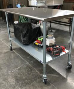 GRIDMANN NSF Stainless Steel Work & Prep Table 60 x 30 Inches with Caster Wheels and Under Shelf for Restaurant, Home, Hotel 60 in Long x 30 in Deep 26 71Aa 94NCKL