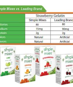 Simple Mixes Natural Gelatin Variety Pack, 2 Each: Strawberry, Orange & Lime, 3.1 Ounce, 6 Total Cartons Variety 6 Pack 16 71AaoSPlODL
