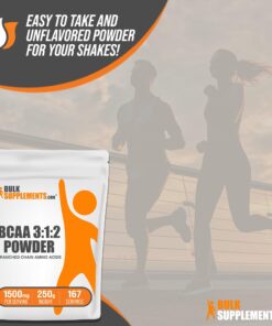 BULKSUPPLEMENTS.COM BCAA 3:1:2 Powder - Branched Chain Amino Acids, BCAA Supplements, BCAA Powder - BCAAs Amino Acids Powder, Unflavored, 1500mg per Serving - 167 Servings, 250g (8.8 oz) 167 Servings (Pack of 1) 18 71AattE4a2L