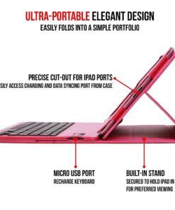 Alpatronix iPad Case with Keyboard, 9.7 inch KX130 Leather iPad Cover w/Detachable Wireless Bluetooth Keyboard Compatible w/Apple iPad 6 (2018), iPad 5 (2017), iPad Pro 9.7 & iPad Air 2/1 – Pink iPad 6/5, iPad Pro 9.7", iPad Air 2/1 (9.7-inch) 18 71Ab7AjOo6L
