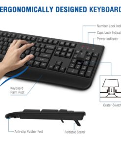 Alternative view of EDJO Wireless Keyboard, 2.4G Ergonomic Full Size Wireless Computer Keyboard with Wrist Rest for Windows, Mac OS Desktop/Laptop/PC(Black) black