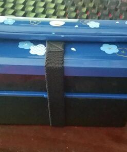 Japanese Traditional Rabbit Blossom Bento Box Set - Square 2 Tier Bento Box, Rice Ball Press, Bento Bag (Blue) 64 71Ac qMAe3L