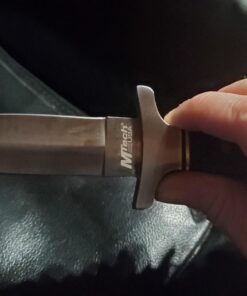 MTech USA – Fixed Blade Knife – Satin Finish Stainless Steel Blade, Brown Wood Handle with Stainless Steel Bolster, Includes Nylon Sheath - Hunting, Camping, Survival, Tactical – MT-20-03 35 71Ac08A2 bL