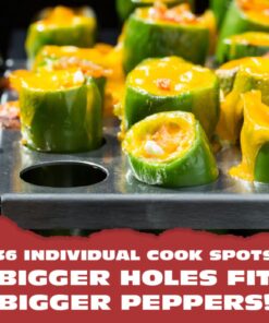 BBQ-Aid Jalapeno Poppers Grill Rack with Handles - Jalapeno Popper Holder for Grill - Easy to Pick Up - Chicken Legs & Wings or Chili - 36 Capacity Racks- BBQ Grill and Smoker Accessories 19 71Ad5eZ6KoL