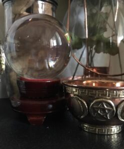 Alternative view of Triple Moon Pentacle Copper Incense Burner 3"