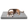 Furhaven Orthopedic Dog Bed for Large/Medium Dogs w/ Removable Washable Cover, For Dogs Up to 55 lbs - Ultra Plush Faux Fur & Suede Mattress - Gray, Large Ultra Plush Curly Faux Fur (Gray) 36.0"L x 27.0"W x 3.0"Th Orthopedic Foam