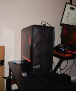 Fractal Design Meshify C - Compact Computer Case - High Performance Airflow/Cooling - 2X Fans Included - PSU Shroud - Modular Interior - Water-Cooling Ready - USB3.0 - Tempered Glass - Blackout Black Dark TG 72 71AkqZx7YIL