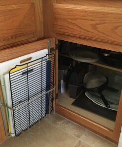 Spectrum Diversified Ashley Cookie Sheet Organizer, Cutting Board Holder, Bakeware Organizer, Over the Cabinet Door, Satin Nickel Large Over The Cabinet Cutting Board & Bakeware Holder 29 71AlLTvrFL