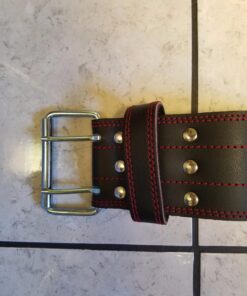 Weight Lifting Belt (5mm Thick) - Leather Weight Lifting Belt for Women & Men - Functional Workout Belt - Gym Belt for Weightlifting, Powerlifting, Squat & Deadlift - Adjustable Weightlifting Belt Black/Red Medium 46 71AlV8 zrCL 1